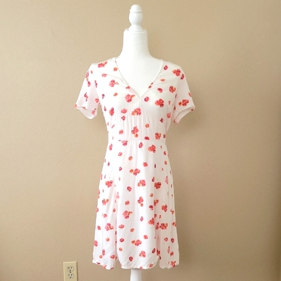 GAP Short Sleeve Poppy Floral Print Fit and Flare Mini Dress - Size 4 - Picture 1 of 10